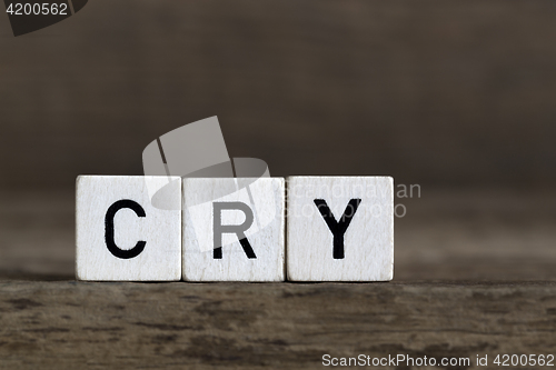 Image of Cry, written in cubes    