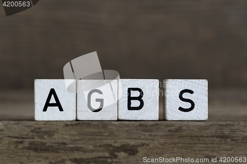 Image of Terms and conditions, written in cubes, German