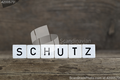 Image of German word protection, written in cubes