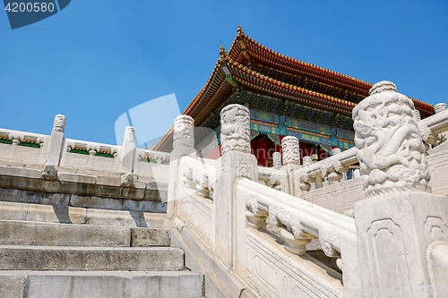 Image of Traditional Chinese building under blue sky