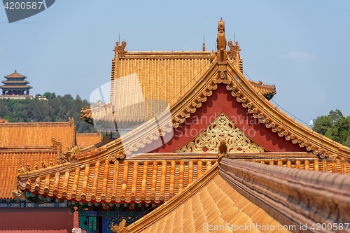 Image of Traditional Chinese building under blue sky