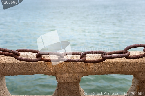 Image of Chains and stone as background texture