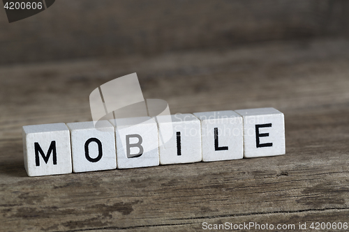 Image of Mobile, written in cubes