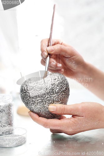 Image of Painting Christmas balls. Manufacturing and crafts