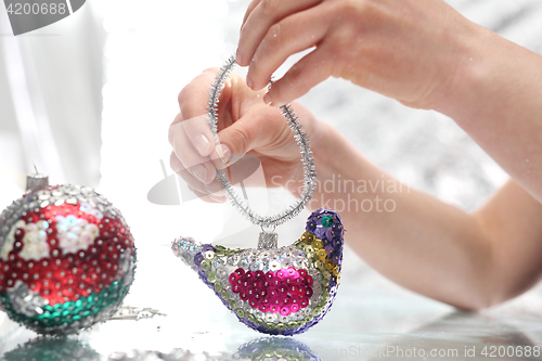 Image of Sequined Christmas ornaments