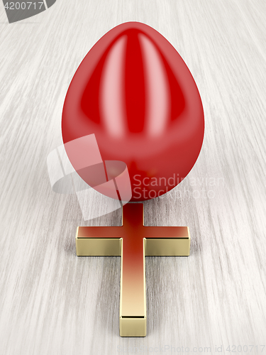 Image of Red egg and golden cross