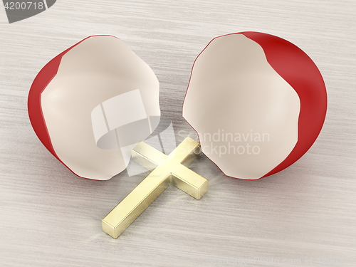 Image of Broken eggshell and cross