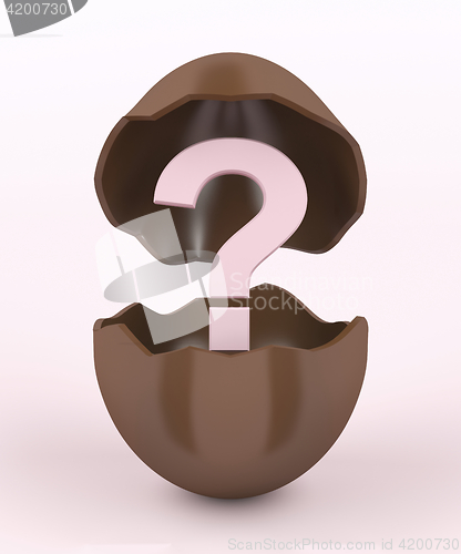 Image of Broken chocolate egg and question mark