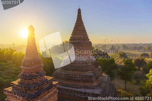 Image of Bagan temple during golden hour 