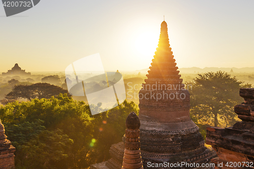 Image of Bagan temple during golden hour 