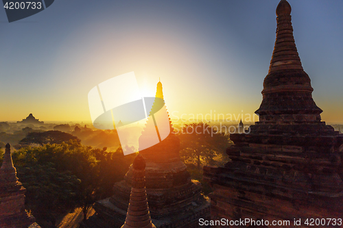 Image of Bagan temple during golden hour 