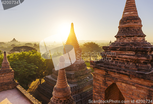 Image of Bagan temple during golden hour 