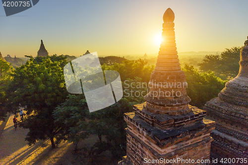 Image of Bagan temple during golden hour 