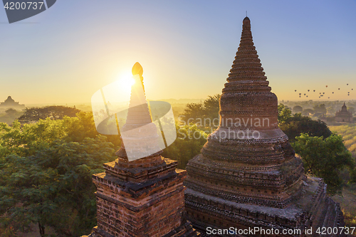 Image of Bagan temple during golden hour 