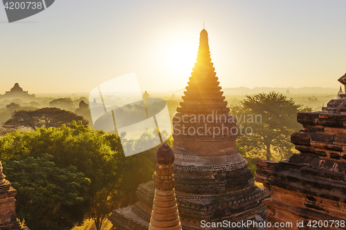 Image of Bagan temple during golden hour 