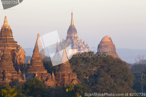 Image of Bagan temple during golden hour 