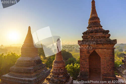 Image of Bagan temple during golden hour 