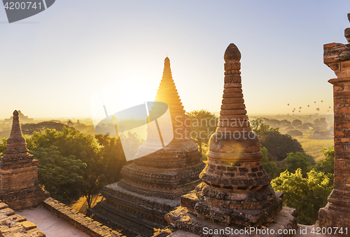 Image of Bagan temple during golden hour 