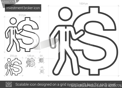 Image of Investment broker line icon.