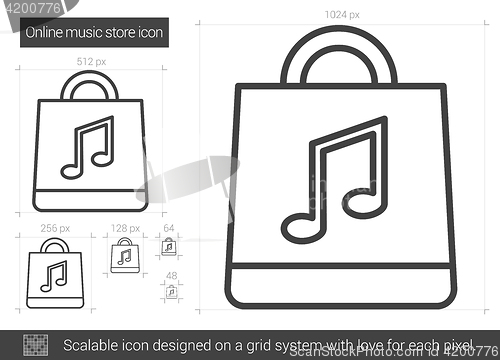 Image of Online music store line icon.
