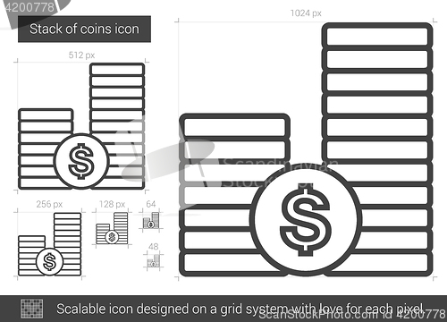 Image of Stack of coins line icon.