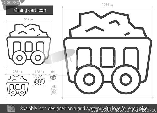 Image of Mining cart line icon.