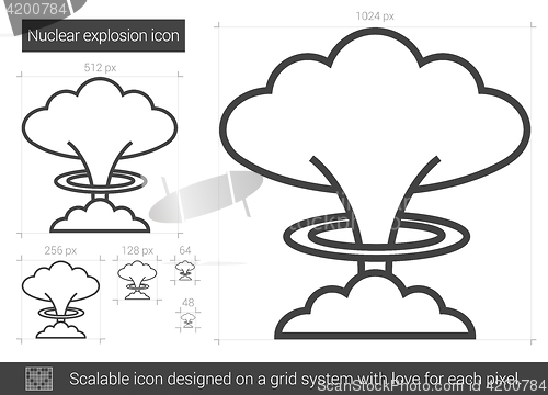 Image of Nuclear explosion line icon.