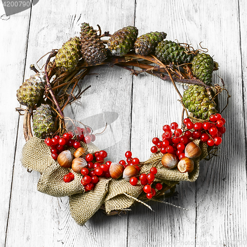 Image of Xmas background with wreath Christmas