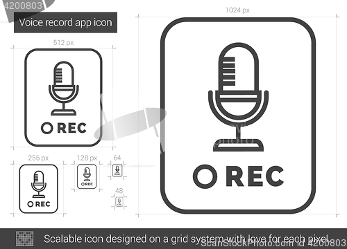 Image of Voice record app line icon.