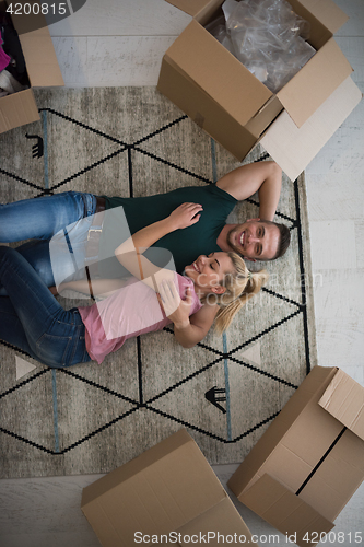 Image of Top view of attractive young couple