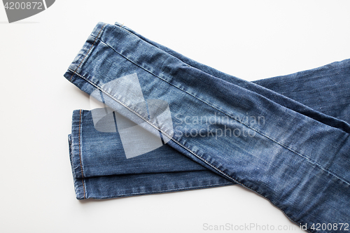 Image of denim pants or jeans on white background