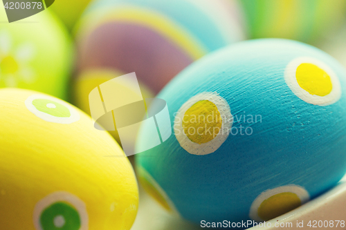 Image of close up of colored easter eggs