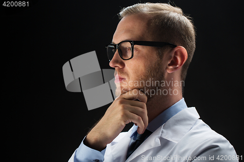 Image of close up of male doctor in white coat