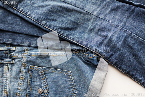 Image of close up of denim pants or jeans with pocket