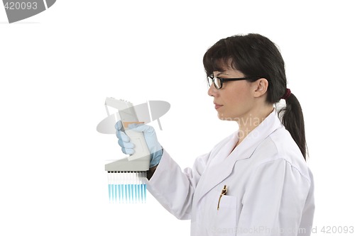 Image of Scientist with multichannel pipettor