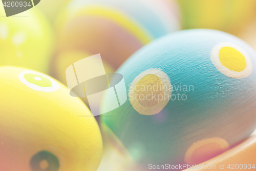 Image of close up of colored easter eggs