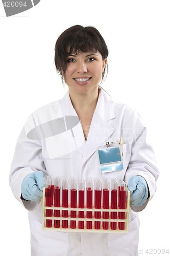 Image of Scientist with test tube samples