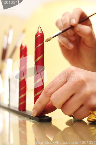 Image of Candles Christmas decorations, traditional Christmas decorations.