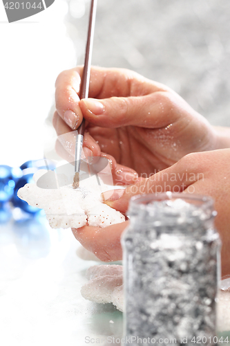 Image of Painting Christmas balls. Manufacturing and crafts