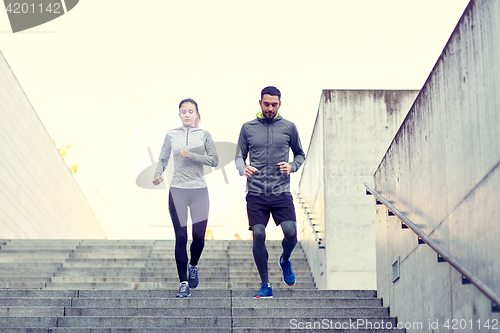 Image of couple walking downstairs on stadium