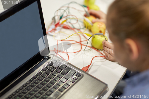 Image of children with laptop at robotics school