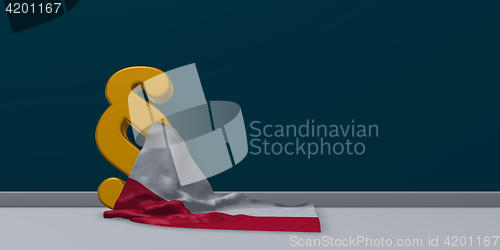 Image of paragraph symbol and flag of poland - 3d rendering