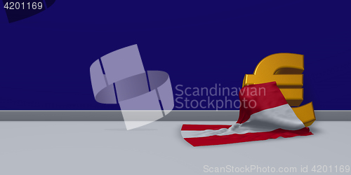 Image of euro symbol and austrian flag - 3d illustration