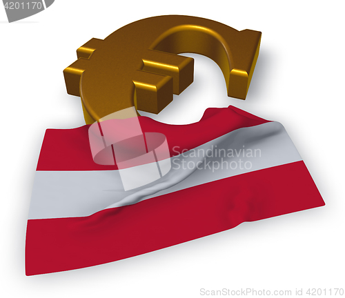 Image of euro symbol and austrian flag - 3d illustration