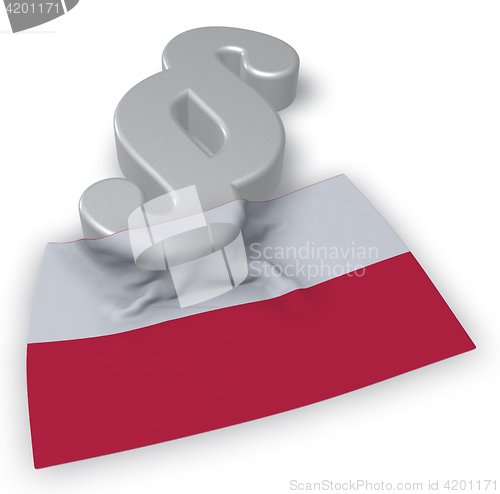 Image of paragraph symbol and flag of poland - 3d rendering
