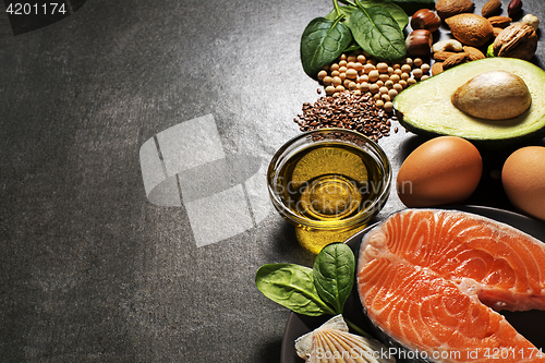 Image of Healthy food with salmon fish