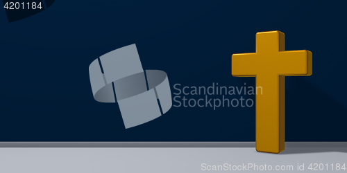 Image of christian cross in front of blue wound - 3d rendering