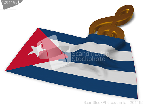 Image of clef symbol and flag of cuba - 3d rendering