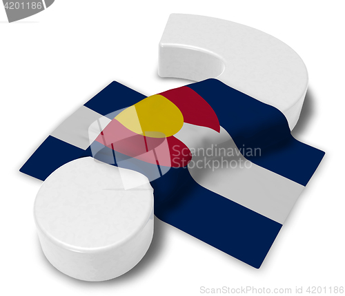 Image of question mark and flag of colorado - 3d illustration