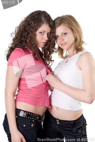 Image of Two beauty young women. Isolated.